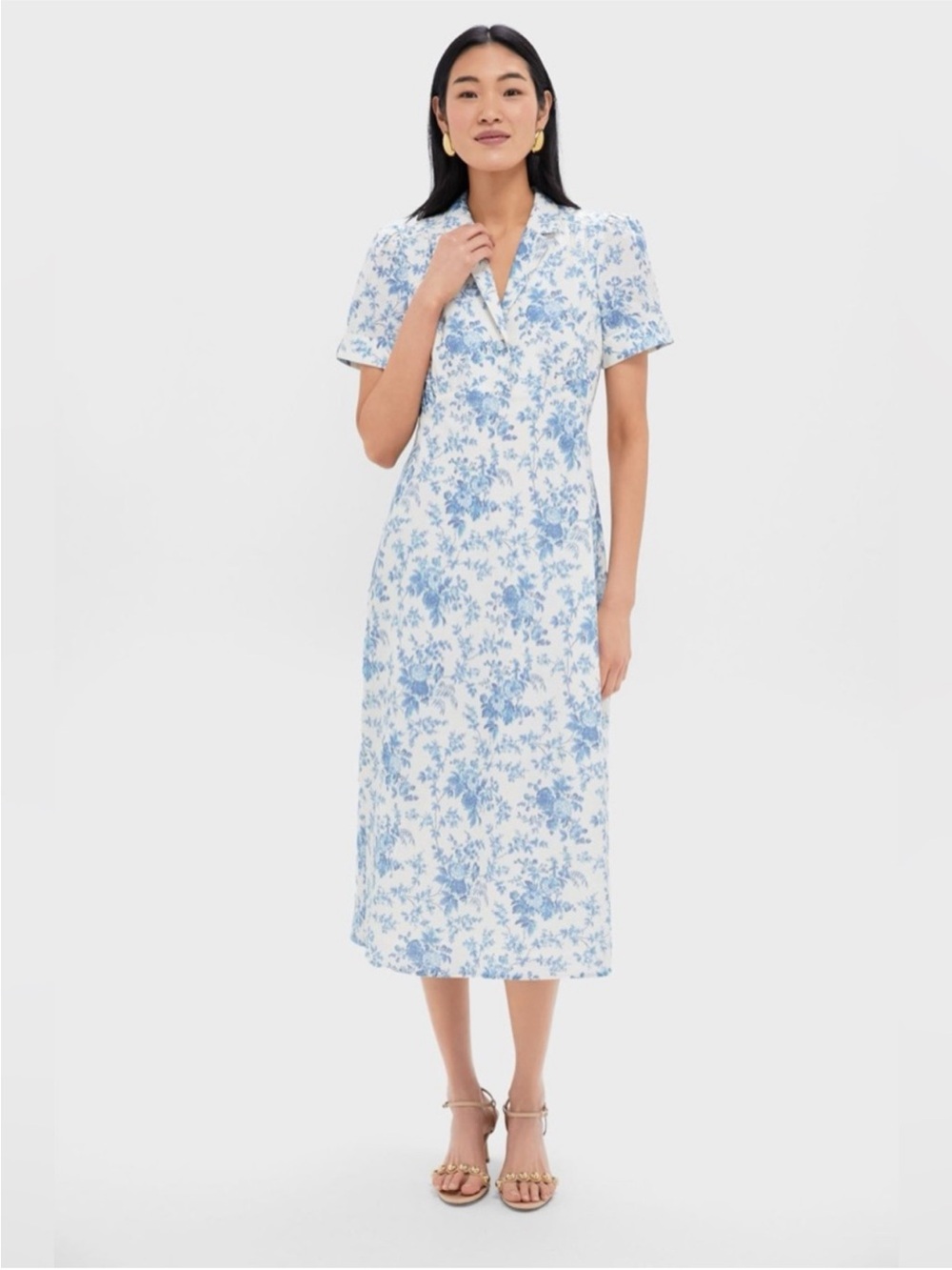 Tuckernuck Forget Me Not Floral Cotton Linen Bellamy Dress Size large NWT
